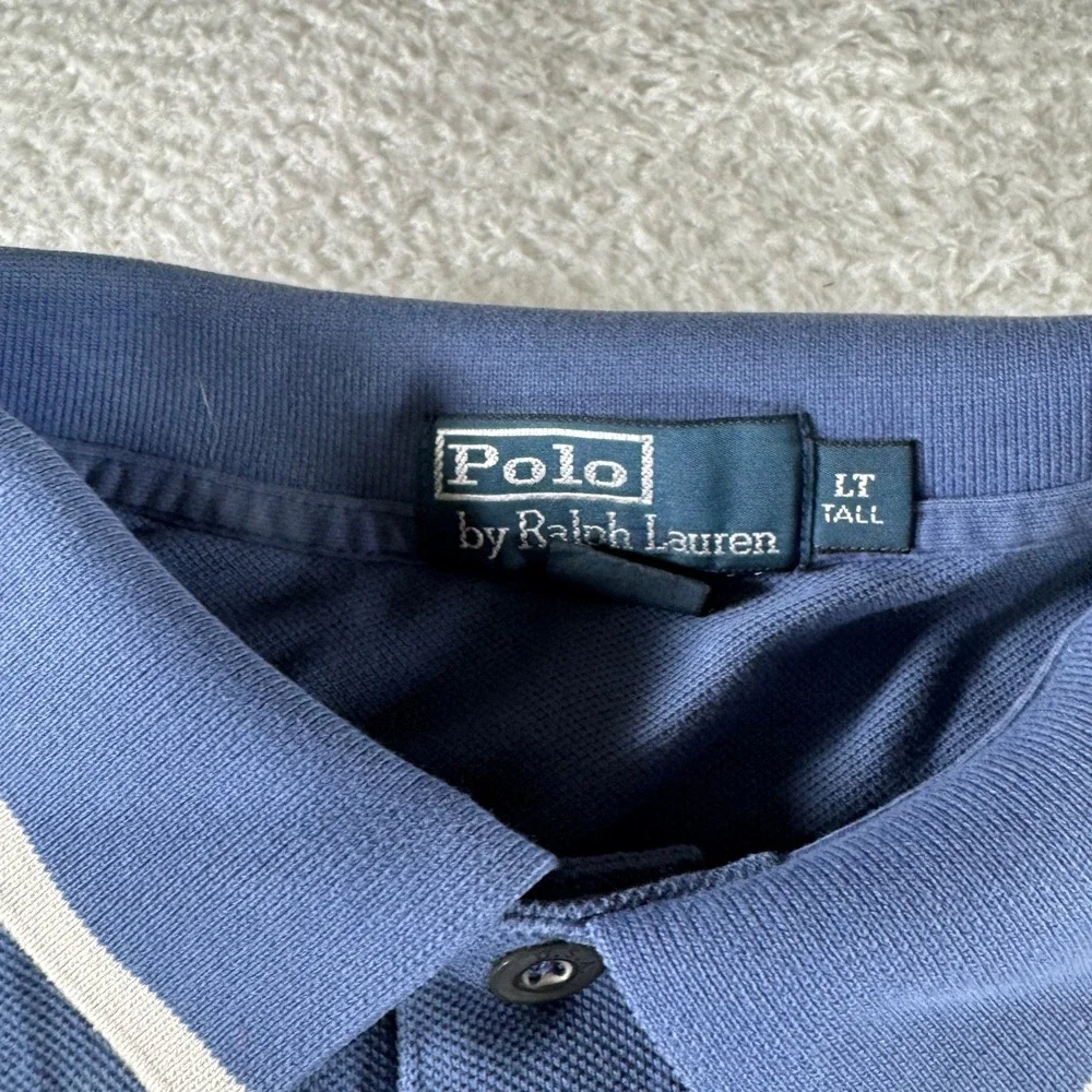 Y2K Polo Ralph Lauren Blue Polo Shirt Short Sleeve Anchor Logo‎ LT Large Tall